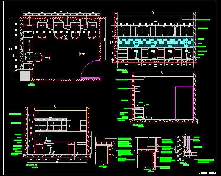 Office Room Design CAD- Executive Desk & Assistants